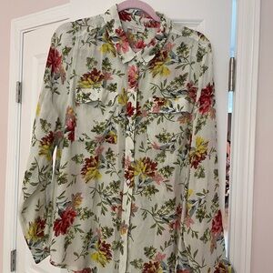 Woman’s large floral blouse
